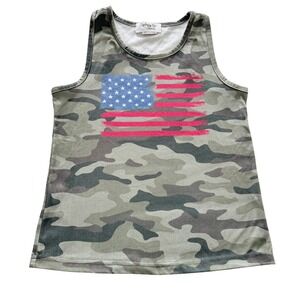 Sydney So Sweet Kids Camo‎ American Flag Tank Top 3XL Green Patriotic Sleeveless